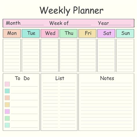 10 Best Blank Printable Weekly Calendars Templates