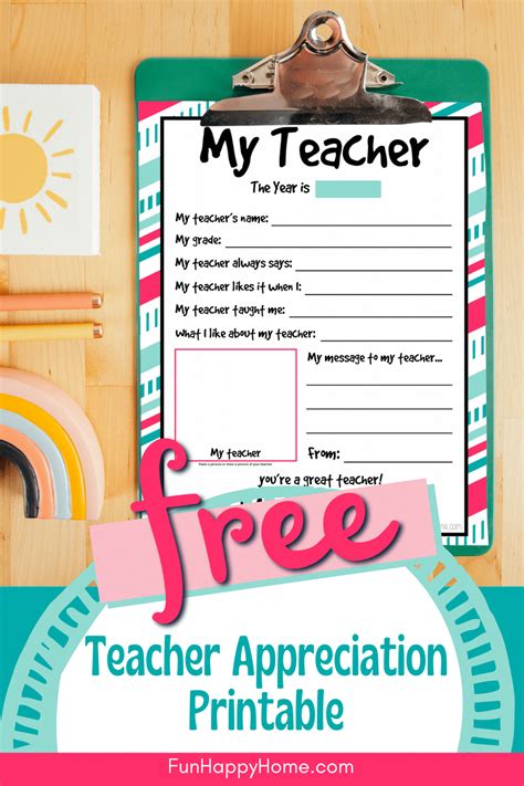 Teacher Appreciation Printable Fun Happy Home