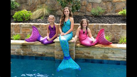 Live Mermaids Swimming In Our Pool Youtube