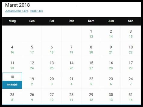 Kalender 2018 Lengkap Hijriyah All Free Vector