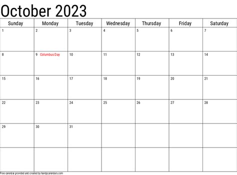 October 2023 Calendar Free Printable Calendar October 2023 Calendar