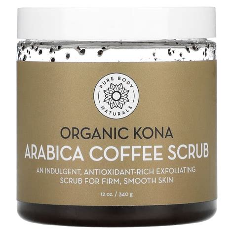 pure body naturals organic kona arabica coffee scrub 12 oz 340 g