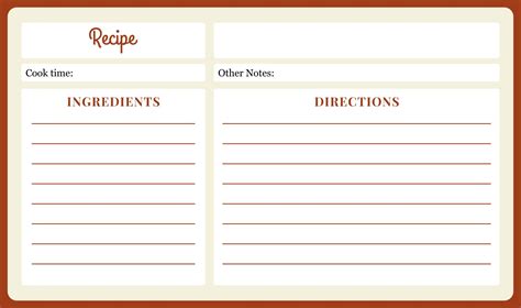 4x6 Recipe Templates For Microsoft Word Free Recipe Card Template