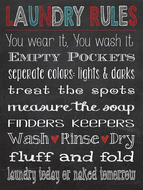 Laundry Room Rules Chalkboard Sign Digital Art by Jaime Friedman
