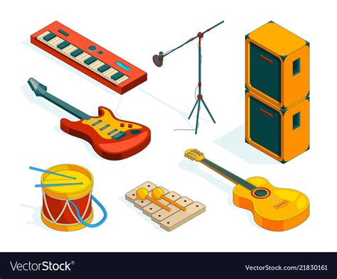 Isometric Music Tools Pictures Instruments Vector Image