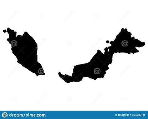 Malaysia Map Silhouette Vector Illustration Eps 10 Stock Vector