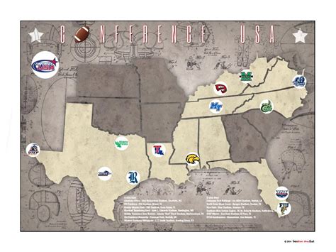 Conference Usa College Football Stadiums Teams Location Etsy