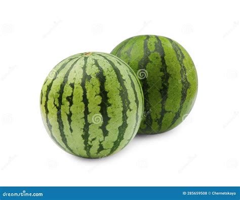 Two Delicious Ripe Watermelons Isolated On White Stock Photo Image Of