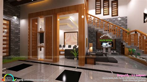 Living Foyer Under Stair Interiors Kerala Home Design