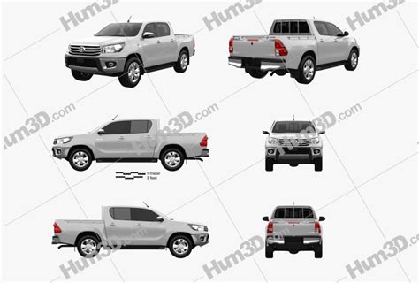 Toyota Hilux Double Cab Hi Rider 2018 Blueprint Template
