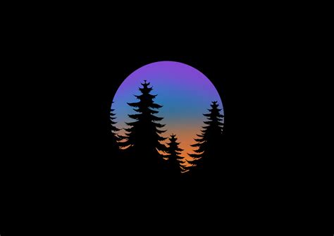 Manual Resize Of Wallpaper Forest The Moon Minimalism Vector Graphics