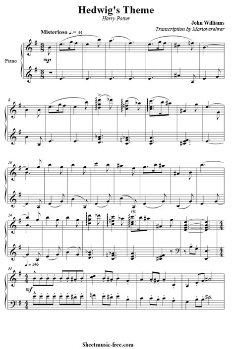 Main titles is the main theme from the 1988 tim burton film beetlejuice. Hedwig's Theme Sheet Music Harry Potter | ♪ SHEETMUSIC ...