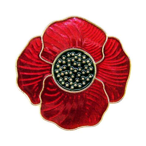 deep red poppy lapel badge brooch