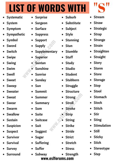 980 Words That Start With S Useful S Words Esl Forums