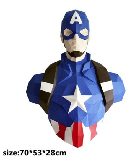 Captain America Paper Craft Diy Kit D Paper Model Superhero Etsy