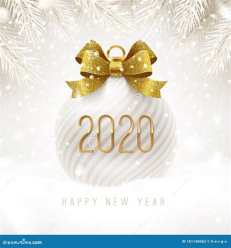 Holiday White Bauble Mit Glitterem Goldbugband Und Neujahrsnummer 2020