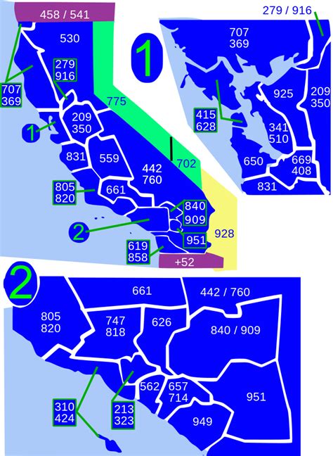 Templatecalifornia Area Codes Image Map Wikipedia