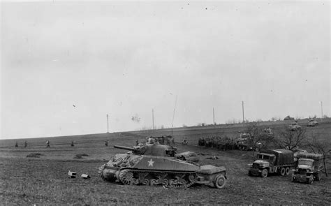 M4 Shermans 10th Armored Division M3 Halftracks 6x6 Trucks Trier
