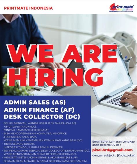 Check spelling or type a new query. Lowongan Kerja D3 Segala Jurusan di PT Printmate Indonesia Medan Januari 2021 | Lowongan Kerja ...