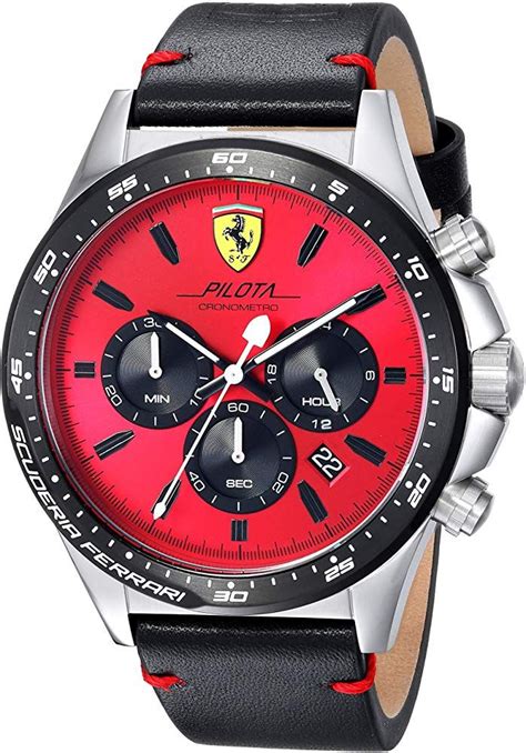 Scuderia Ferrari Mens Pilota Stainless Steel Quartz Watch