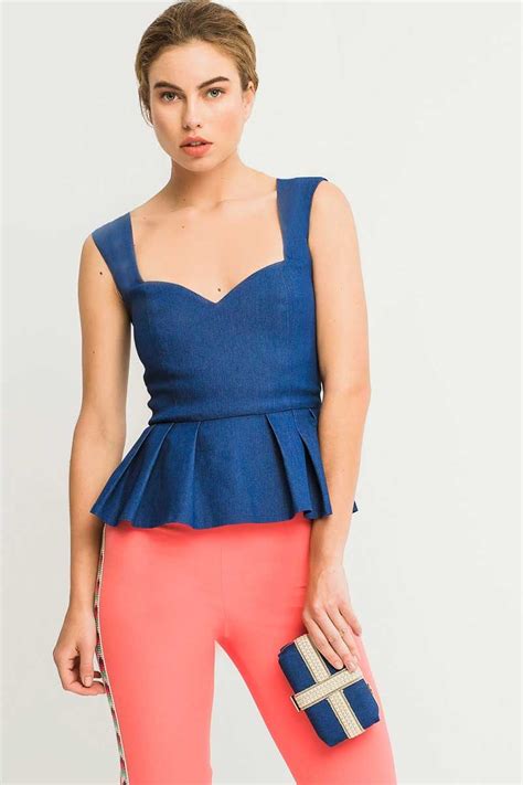 Top tirantes escote corazon peplum vaquero