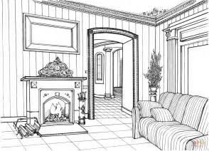 Easy Fireplace Coloring Page