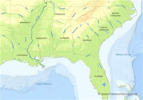 Southeastern Us Physical Map