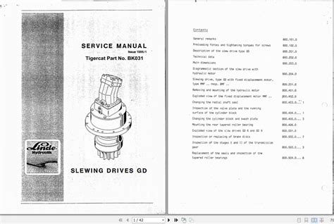 Tigercat Linde Swing Drive Gearbox BK Service Manual