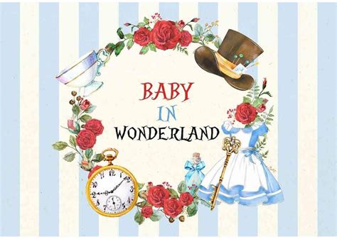 Alice In Wonderland Baby Shower Photography Backdrop Baby In