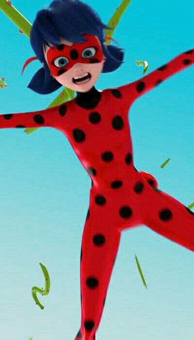 The Animated Ladybug Is Flying Through The Air With Her Arms Out And