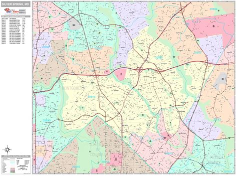 Silver Spring Maryland Wall Map Premium Style By Marketmaps