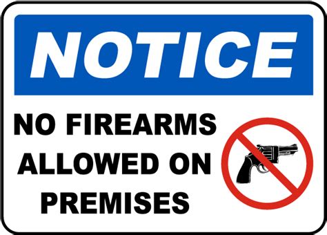 No Firearms Allowed On Premises Sign F7456 By