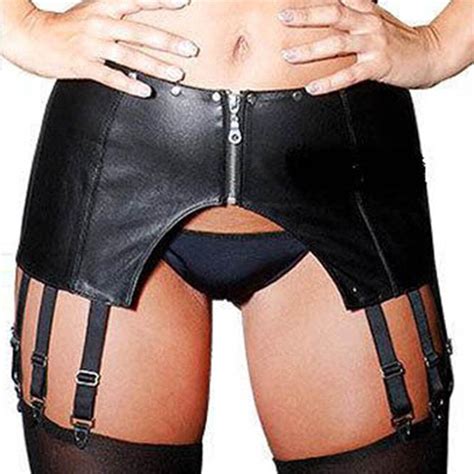 Garters For Women Black Suspender Belt Leather Garter With Zipper