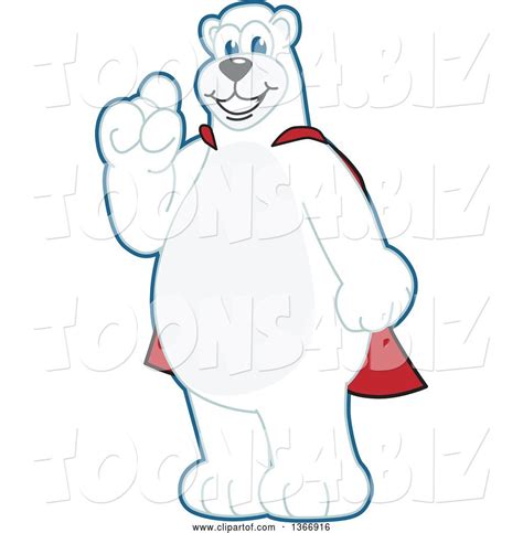 Vector Illustration Of A Cartoon Polar Bear School Mascot Wearing A