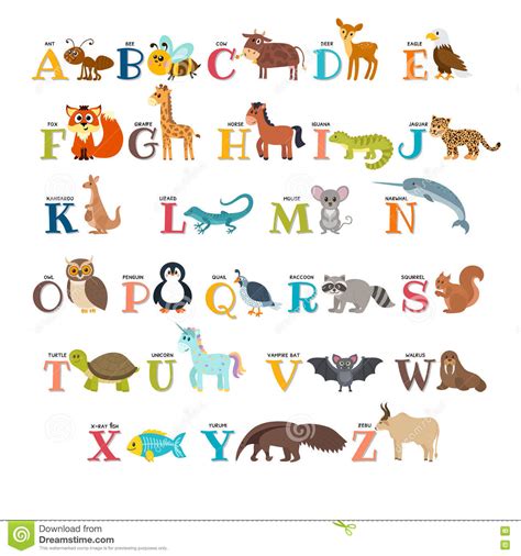 From aardvark to zorse we are building the most comprehensive body of animal knowledge for you, for free. Cute Zoo Alphabet With Animals In Cartoon Style Stock ...