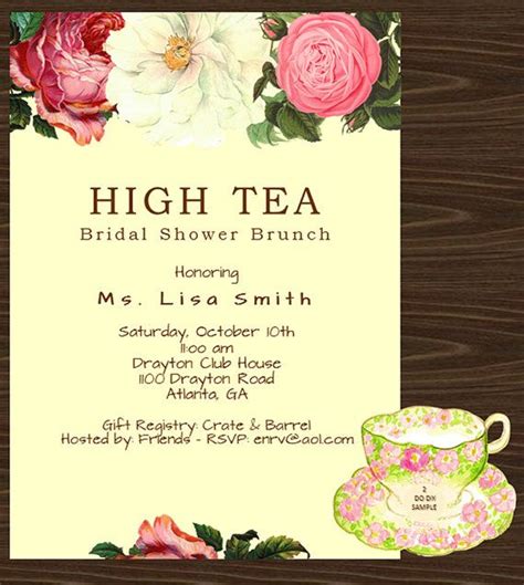 Printable High Tea Invitation Template Printable Templates