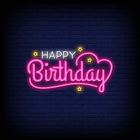 Premium Vector Happy Birthday Lettering Neon Text