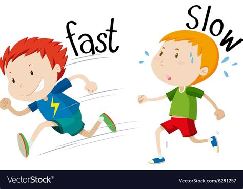 Opposite Adjectives Fast And Slow Royalty Free Vector Image