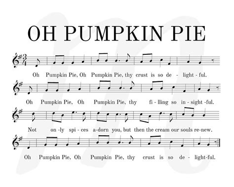 Sheet Music Art Oh Pumpkin Pie Thanksgiving Parody Song Hymnal