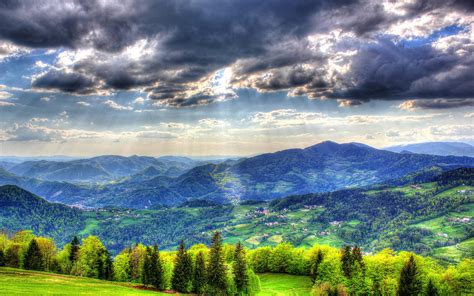 landscape, Mountain, Forest, Sky, Slovenia, Spruce, Clouds Wallpapers ...