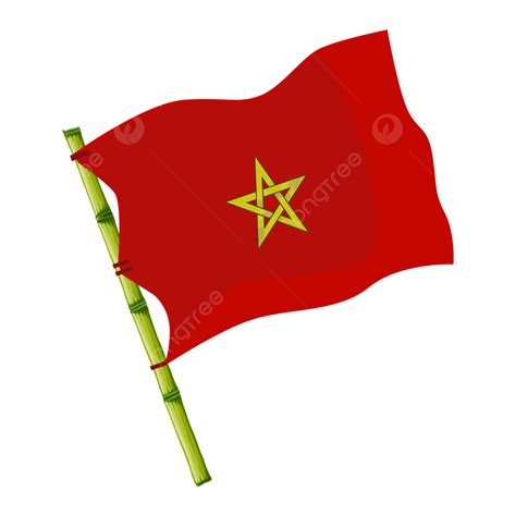 Morocco Flag With Bamboo Pole Morocco Flag National Png And Vector