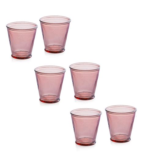 Recycled Glass Tumblers Set Of 6 Salmon Vivaterra