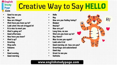 Creative Way To Say Hello In English English Study Page