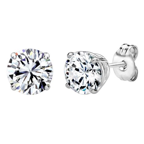 Sterling Silver 5mm Round Stud Earrings Made With Swarovski Zirconia 1