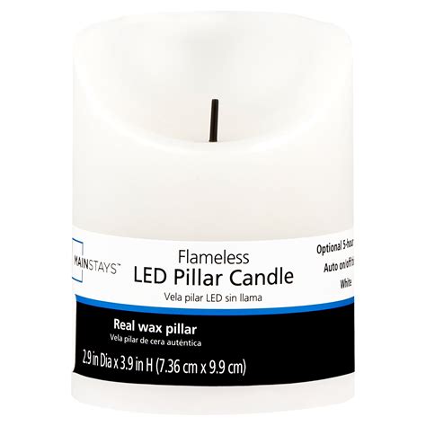 Mainstays Unscented Flameless Led Pillar Candle White 3 X 4 In