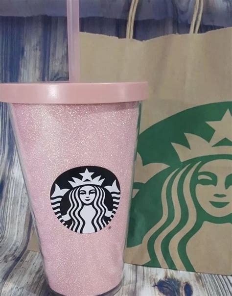 Starbucks Coffee Rose Gold Holiday 2017 Tumbler Pink Glitter 16oz Cold