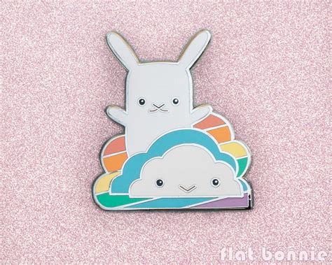 cute rainbow cloud enamel pin kawaii bunny backpack pin etsy
