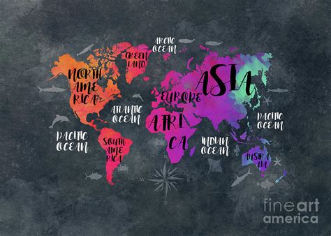 World Map Text Digital Art By Justyna Jaszke Jbjart Fine Art America