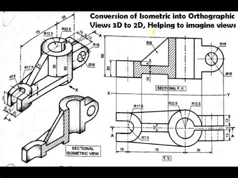 Animation Of Sectional Orthographic Projection Example No 1 3D To 2D