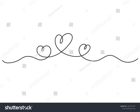 Continuous Thin Line Heart Vector Illustration Stock Vector Royalty